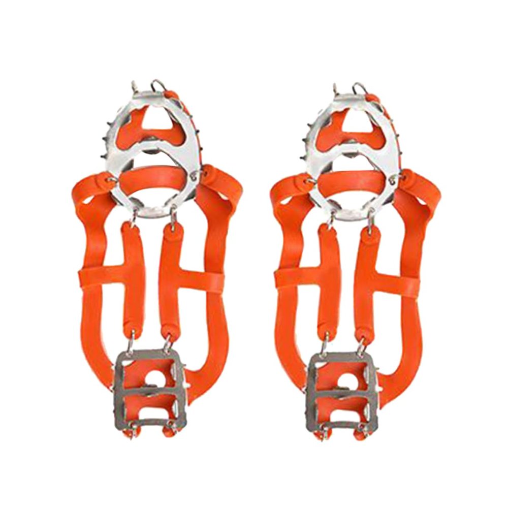 Yardenfun 1pair Teeth Stainless Steel Ice Cleat Spikes for Boots and Shoes Non-Slip Crampons for Outdoor Climbing Hiking Walking Snow and Ice Orange