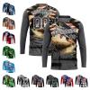 Customized Steel Gray Novelty Fishing T Shirts, Personalized Crewneck Long Sleeve Cool Fish Graphic Printed Tees for Men Boys Outdoor Enthusiasts Sports Fan Jersey Sun Protection Performance T-Shirt view 1