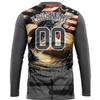Customized Steel Gray Novelty Fishing T Shirts, Personalized Crewneck Long Sleeve Cool Fish Graphic Printed Tees for Men Boys Outdoor Enthusiasts Sports Fan Jersey Sun Protection Performance T-Shirt view 2