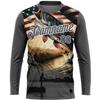 Customized Steel Gray Novelty Fishing T Shirts, Personalized Crewneck Long Sleeve Cool Fish Graphic Printed Tees for Men Boys Outdoor Enthusiasts Sports Fan Jersey Sun Protection Performance T-Shirt view 3