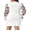 Agnes Orinda Plus Size Black Dresses for Women Deep V Neck Faux Wrap Long Sheer Sleeves Cocktail Party Dress 1X White view 4
