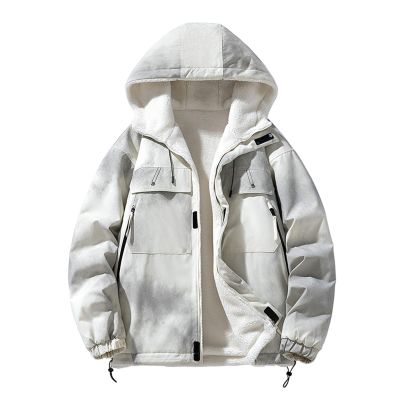 XUNRYAN Winter Coats Mens Sherpa Fleece Jackets Outdoor Zip Up Trucker Coat Warm Parka Anorak Cargo Jacket Multi Pockets