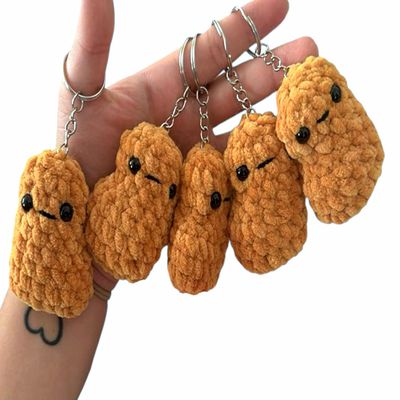 Hoshimi Slimes LLC Kawaii Handmade Crocheted Chicken Nugget Keychain  Soft Polyester Yarn, Cute Quirky Mini Plush, Emotional Support Gift