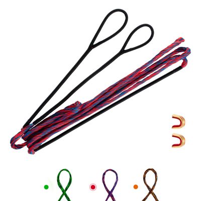 Deerseeker Archery Bowstring Set with 2 Nocking Points Dacron Recurve Bow String Replacement 12, 14, 16 Strands for Traditional Longbow Bow Shooting 48-70 inchesRed, 1pcs