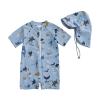 Hnyenmcko Infant Baby Boy Girls Rash Guard Swimsuit Short Sleeve Zipper Bathing Suit Toddler One Piece Swimwear Sunsuit (Fi-Blue af, 1-2 Years) view 1