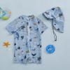 Hnyenmcko Infant Baby Boy Girls Rash Guard Swimsuit Short Sleeve Zipper Bathing Suit Toddler One Piece Swimwear Sunsuit (Fi-Blue af, 1-2 Years) view 2