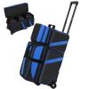 Cxinesbag 3 Ball Bowling Bags With Wheels,Bowling Bags 3 Ball Roller With Shoes Compartment And Multiple Pockets,3 Ball Bowling Bag has Retractable Handle Extends to 41.5 in (blue) view 1