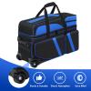 Cxinesbag 3 Ball Bowling Bags With Wheels,Bowling Bags 3 Ball Roller With Shoes Compartment And Multiple Pockets,3 Ball Bowling Bag has Retractable Handle Extends to 41.5 in (blue) view 2