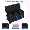Cxinesbag 3 Ball Bowling Bags With Wheels,Bowling Bags 3 Ball Roller With Shoes Compartment And Multiple Pockets,3 Ball Bowling Bag has Retractable Handle Extends to 41.5 in (blue) view 3