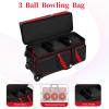 Cxinesbag 3 Ball Bowling Bags With Wheels,Bowling Bags 3 Ball Roller With Shoes Compartment And Multiple Pockets,3 Ball Bowling Bag has Retractable Handle Extends to 41.5 in (red) view 3