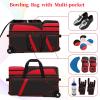 Cxinesbag 3 Ball Bowling Bags With Wheels,Bowling Bags 3 Ball Roller With Shoes Compartment And Multiple Pockets,3 Ball Bowling Bag has Retractable Handle Extends to 41.5 in (red) view 4