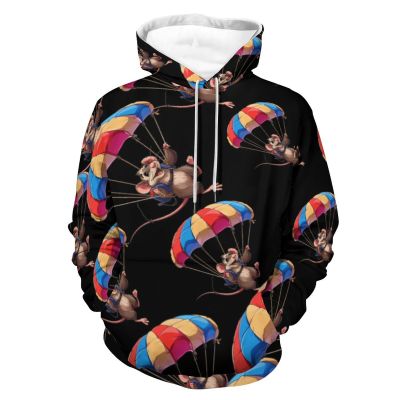 Parachute Rat Adult Hoodies Casual Sweatshirt Long Sleeve Pullover Hooded with Pockets for Women Men 4XL
