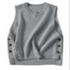 HangNiFang Women's Round Neck Sleeveless Pullover Ribbed Knit Sweater Vest Top (0199-Grey-S) view 1
