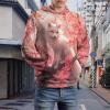 Animal White Fox On Cherry Flowers Adult Hoodies Casual Sweatshirt Long Sleeve Pullover Hooded with Pockets for Women Men S view 3