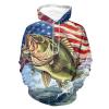 Bass Fishing American Flag Adult Hoodies Casual Sweatshirt Long Sleeve Pullover Hooded with Pockets for Women Men 3XL view 1