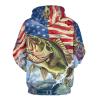 Bass Fishing American Flag Adult Hoodies Casual Sweatshirt Long Sleeve Pullover Hooded with Pockets for Women Men 3XL view 3