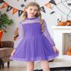 Durio Purple Dress Polka Dots Mesh Long Sleeve High Waist Dresses Fall Dresses Special Occasion Dresses Purple 7 Years view 2