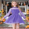 Durio Purple Dress Polka Dots Mesh Long Sleeve High Waist Dresses Fall Dresses Special Occasion Dresses Purple 7 Years view 3