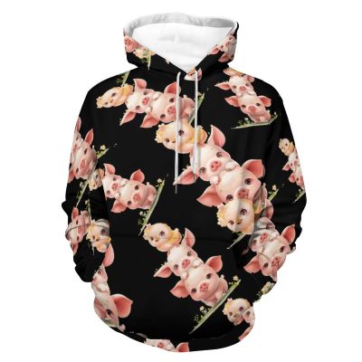 Farm Animal Pig Chicken Adult Hoodies Casual Sweatshirt Long Sleeve Pullover Hooded with Pockets for Women Men M