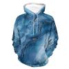 Marble Textured Design Blue Adult Hoodies Casual Sweatshirt Long Sleeve Pullover Hooded with Pockets for Women Men M view 1