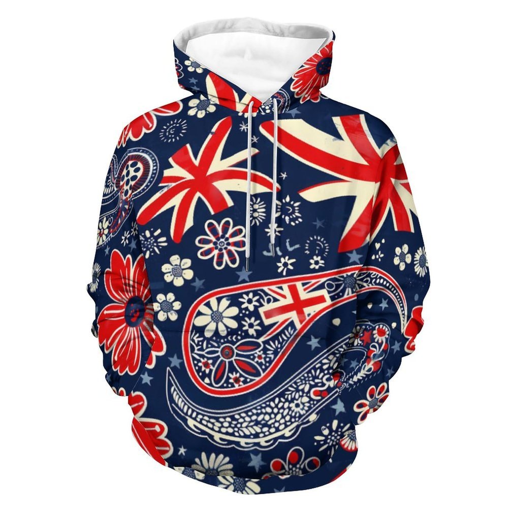 British UK Flag Paisley Adult Hoodies Casual Sweatshirt Long Sleeve Pullover Hooded with Pockets for Women Men M