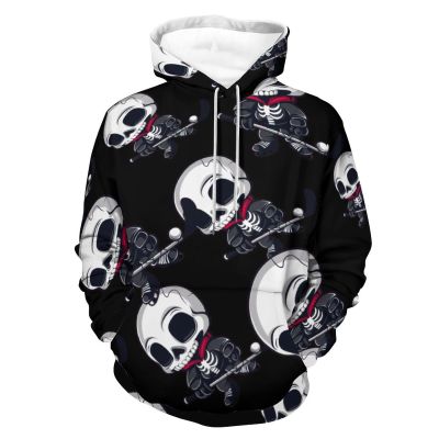 Skeleton Skull Hockey Puck Sports Cute Adult Hoodies Casual Sweatshirt Long Sleeve Pullover Hooded with Pockets for Women Men 3XL