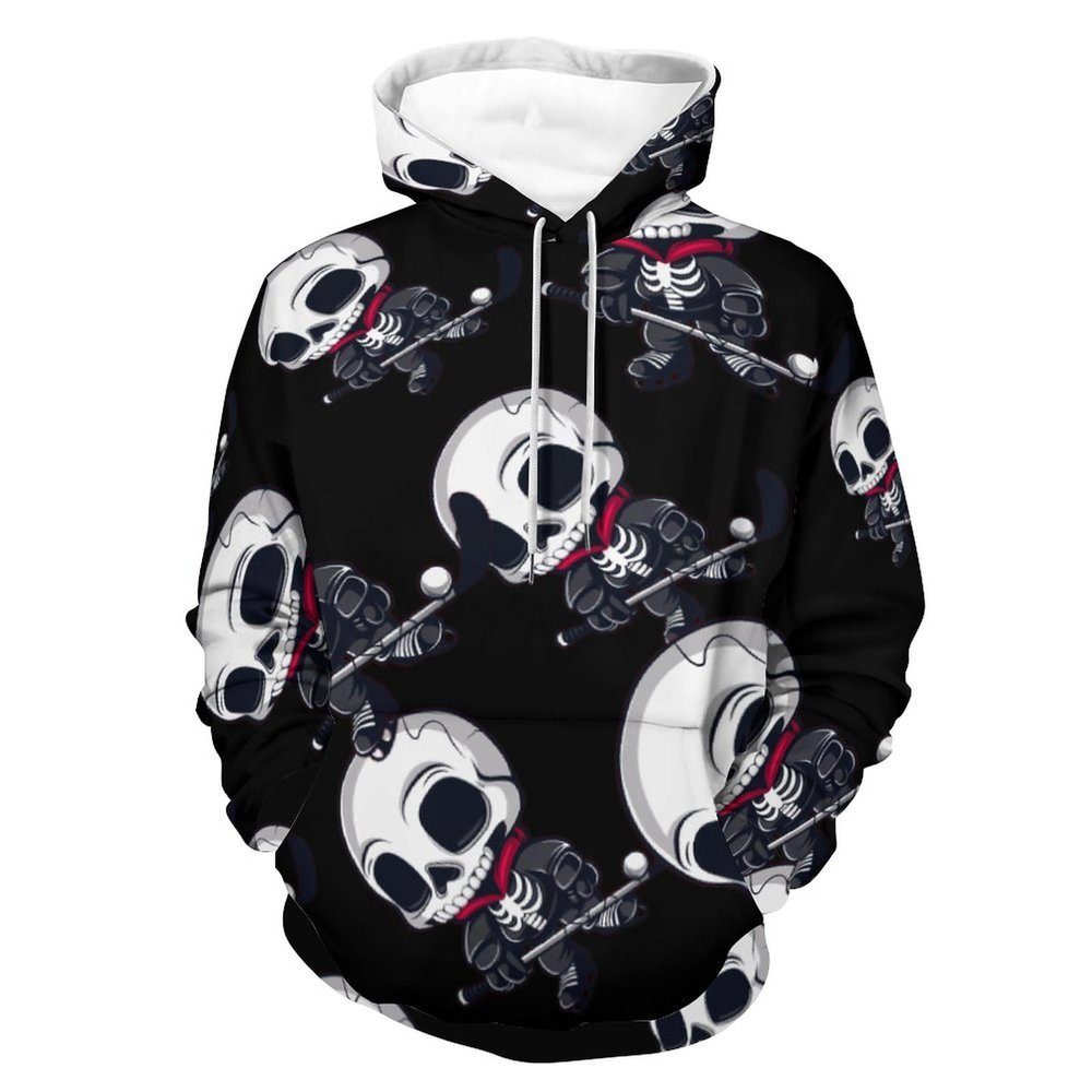 Skeleton Skull Hockey Puck Sports Cute Adult Hoodies Casual Sweatshirt Long Sleeve Pullover Hooded with Pockets for Women Men 3XL