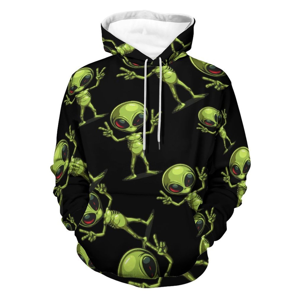 Peace Alien Adult Hoodies Casual Sweatshirt Long Sleeve Pullover Hooded with Pockets for Women Men M