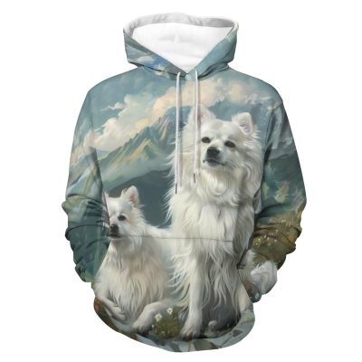 Americanes Eskimoess Dog Print Adult Hoodies Casual Sweatshirt Long Sleeve Pullover Hooded with Pockets for Women Men M