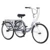 Arbacipher Adult Tricycle Trikes,3-Wheel Bikes,24 Inch Wheels Cruiser Bicycles with Large Shopping Basket for Women and Men (Silver) view 1