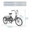 Arbacipher Adult Tricycle Trikes,3-Wheel Bikes,24 Inch Wheels Cruiser Bicycles with Large Shopping Basket for Women and Men (Silver) view 2