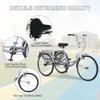 Arbacipher Adult Tricycle Trikes,3-Wheel Bikes,24 Inch Wheels Cruiser Bicycles with Large Shopping Basket for Women and Men (Silver) view 4