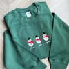 Personalized Snowman Embroidered Sweatshirt, Autumn Hoodie Green view 4