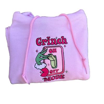 Embroidered Sweatshirt, Christmas Sweatshirt, Gift for Christmas, Embroidered Crewneck,Holiday Sweater,Autume Pullover Pink