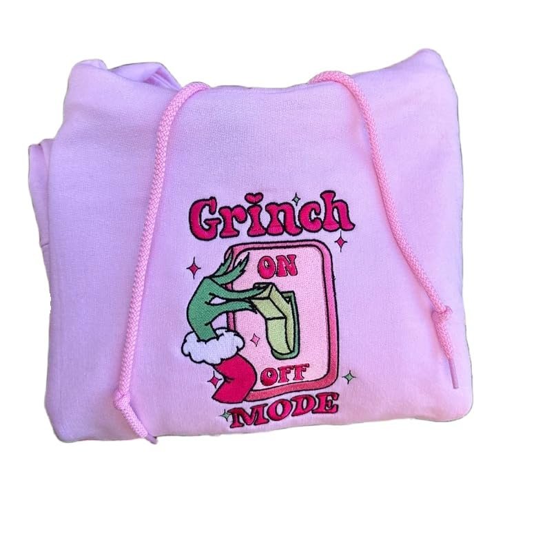Embroidered Sweatshirt, Christmas Sweatshirt, Gift for Christmas, Embroidered Crewneck,Holiday Sweater,Autume Pullover Pink