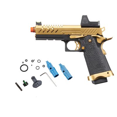 Vorsk Aluminium CNC Airsoft Hi-Capa 4.3 Gas Blowback Pistol w/Red Dot Sight (Black/Gold)