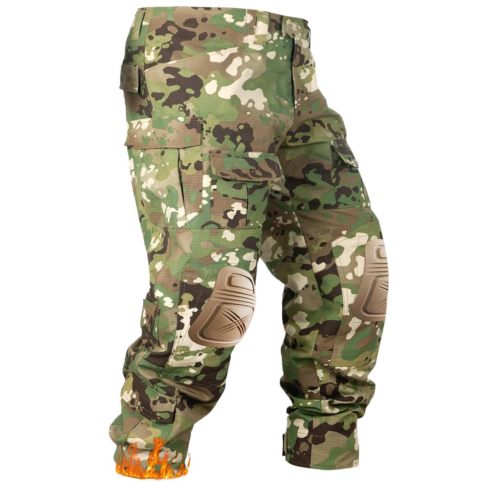 OCANXUE Men's Fleece Lined Tactical Pants Waterproof Hiking Pants Casual Thermal Cargo Pants Winter Insulated Work Pants