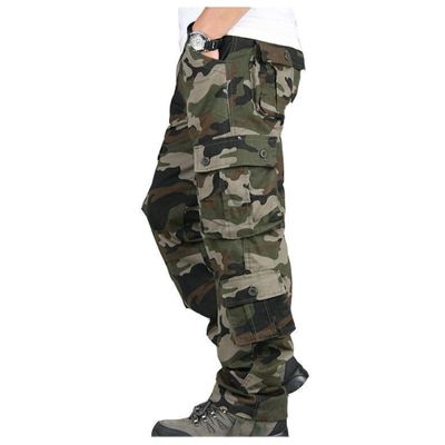 Dressnu Loose Pants Casual Pants Cargo Pants Men's Elastic Waist Camouflage Green 34