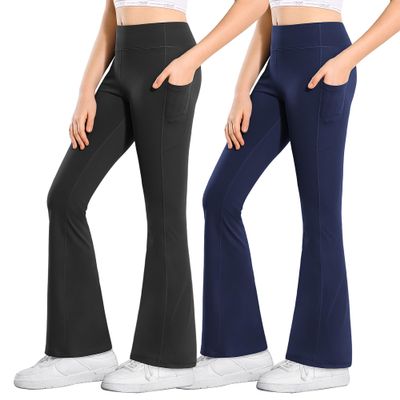 Stelle Girls Flare Leggings with Pockets High Waisted Bootcut Yoga Pants