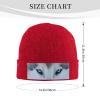 Blue Eyes Wolf Printd Knitted Hat Warm Winter Hats High Elasticity Personalized Knitted Hat Red view 2
