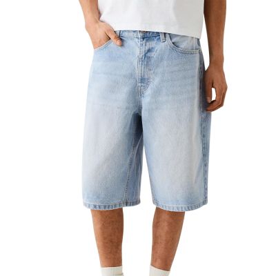 Covvoliy Men's Adult Baggy Casual Denim Shorts, Sky Blue, Size S (Length: 56 cm, Hip: 105 Waist: 81 cm), Regular Fit, Mid Rise, Cotton Blend, Machine Wash