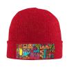 African Textile Patchwork Print Printd Knitted Hat Warm Winter Hats High Elasticity Personalized Knitted Hat Red view 1