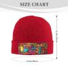 African Textile Patchwork Print Printd Knitted Hat Warm Winter Hats High Elasticity Personalized Knitted Hat Red view 2