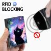 VACGBJPG Metal Credit Card Wallet, RFID Blocking Credit Card Holder with 6 Slot, Mini Slim Hard Card Case, Small ID Case for Women Men, Business Card Holders (Galaxy Black Cat) view 3