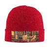African Textile Patchwork Printd Knitted Hat Warm Winter Hats High Elasticity Personalized Knitted Hat Red view 1