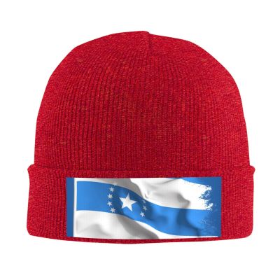 Blue Honduras Flag Printd Knitted Hat Warm Winter Hats High Elasticity Personalized Knitted Hat Red