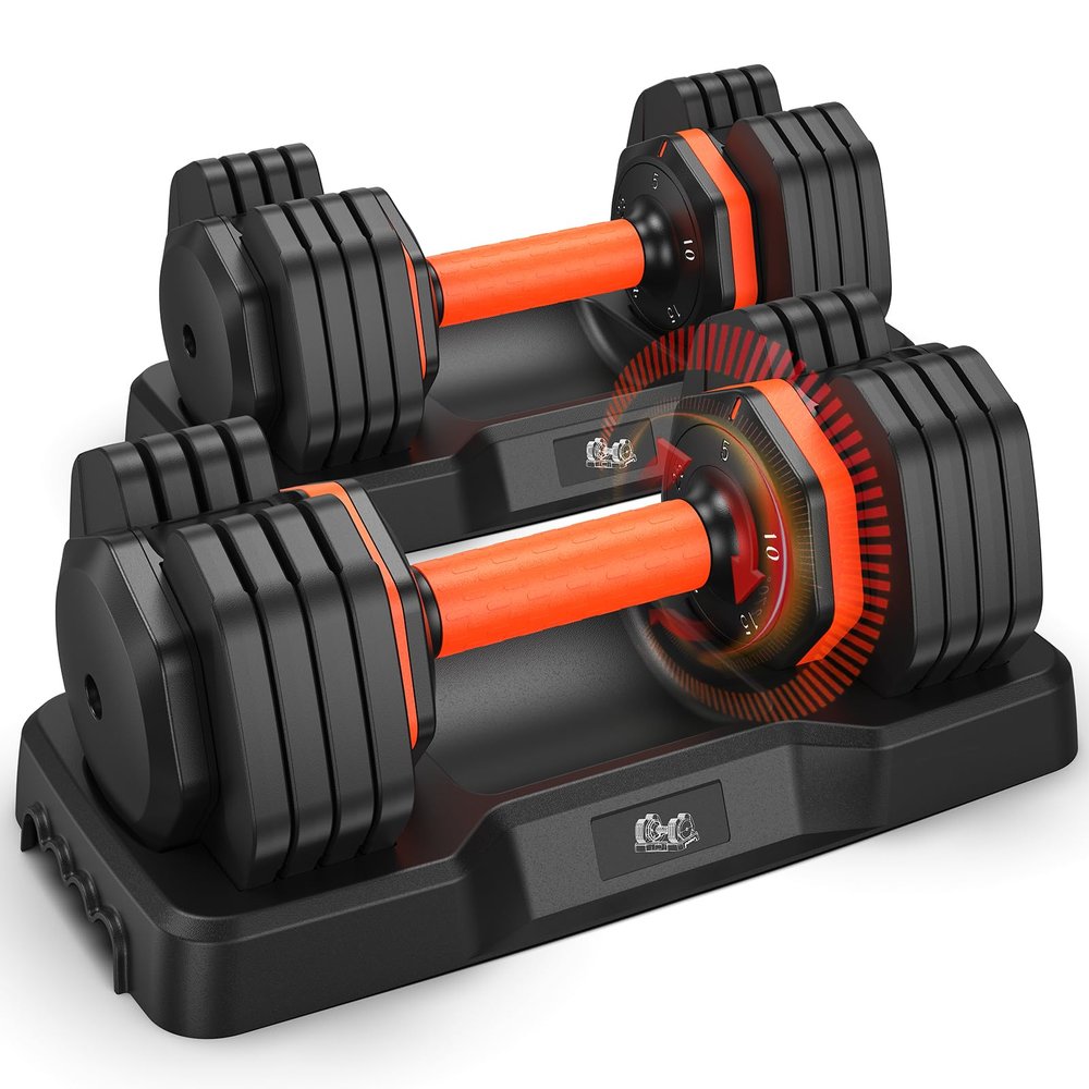 Adjustable Dumbbells Set 25LB, Weights Dumbbells Set 5/10/15/20/25lbs, Anti-Slip Handle for Exercise Fitness Workout Adjustable dumbbell set 2 (25, Pounds)