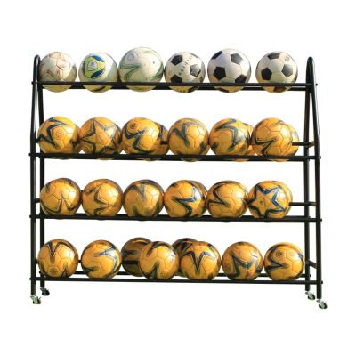REMYSAOS Ball Storage Organizer Rack Basketball Storage Holder Floor Stand, 4-Tier Ball Organizer Rack with Wheels, Indoor Outdoor Large Capacity Sports Equipment Organizer