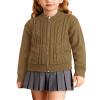 Cardigan for Girls Size 8-10 Long Sleeve Zipper Kids School Brown Sweater Jacket view 1