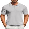 COOFANDY Mens Knit Polo Shirts Short Sleeve Casual Polo Shirts Golf Summer Lightweight Shirt Grey view 1